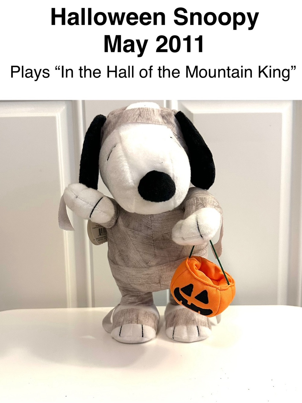 Peanuts Snoopy Mummy Halloween Musical Pumpkin May 2011 Collectible 🎃